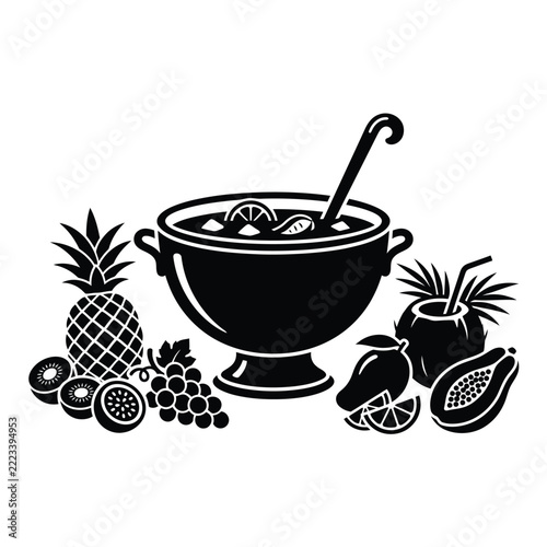 Tropical Fruit Punch Bowl With Assorted Fruits.