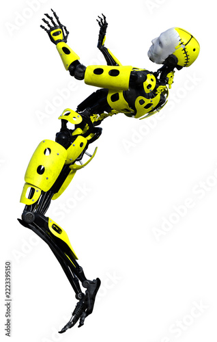 3D Rendering Male Robot on White