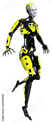 3D Rendering Male Robot on White