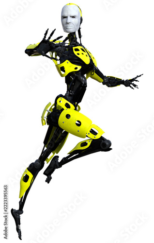 3D Rendering Male Robot on White