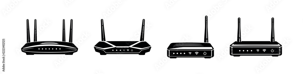 Fototapeta premium Wireless Router Designs in Black and White