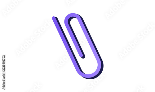 Paperclip Icon Purple 3D Tilted Office Supply Graphic PNG Transparent Background