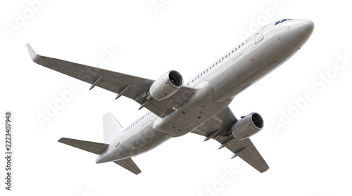 Commercial Airplane In Flight Isolated on White for Travel Booking Website Banner and Airline Advertising Campaign