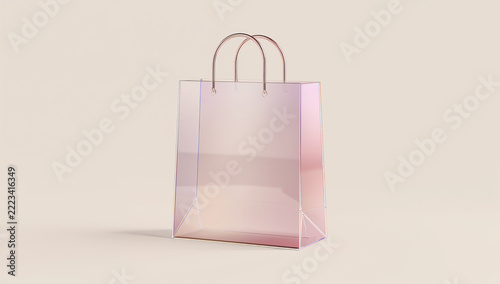 淡いピンクの透明な買い物袋