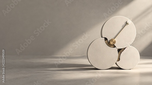 Abstract Time Management and Productivity Concept with Sculptural Mechanical Discs