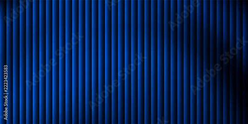 Dark blue ribbed glass texture with glossy vertical waves and gradient reflections in abstract background design