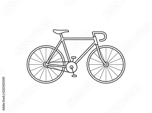 Bicycle vector line art icon side view isolated on a transparent background design element