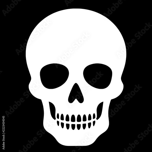 Halloween twitch icon White human skull on black background