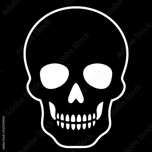 Halloween twitch icon White outline human skull on black background