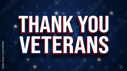 Thank you veterans patriotic message with stars and stripes on a dark background