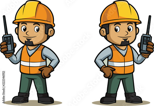Funny cartoon builder with a thumbs-up
