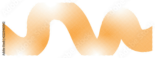 Abstract horizontal banner with orange halftone wave pattern