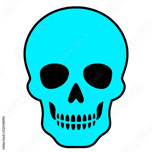Halloween twitch icon Neon light Blue human skull transparent background