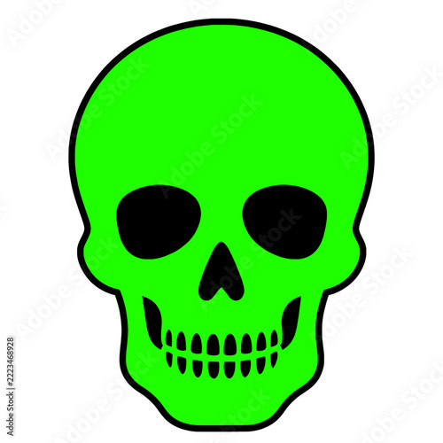 Halloween twitch icon Neon Green human skull transparent background