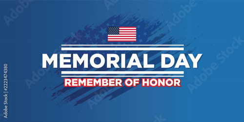 Happy memorial day sale poster with patriotic design stars stripes and special offer discount banner