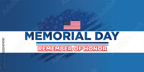 Happy memorial day sale poster with patriotic design stars stripes and special offer discount banner