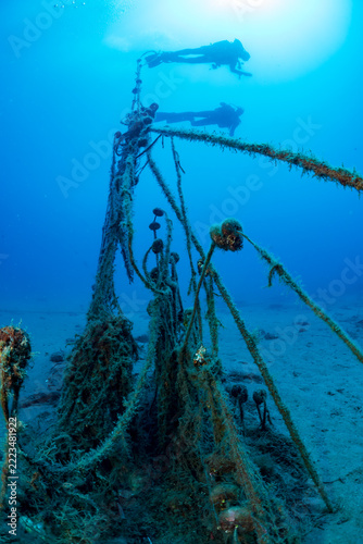 A fishing net lies abandoned