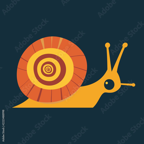 Stylized snail illustration with spiral shell and antennae