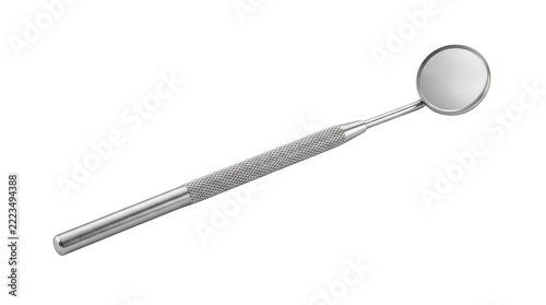 Metal dental mouth mirror for oral examination isolated on transparent background