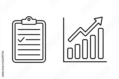 Poll And Survey Analytics Icon Set - Checklist And Data Vector.