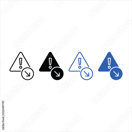 Reduce Risk Icon Set - Warning Triangle With Downward Trend