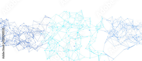 Blue network nodes connected by lines with abstract network on transparent background