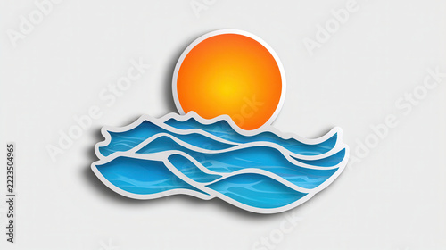 Colorful sunset over ocean waves, creating vibrant and serene atmosphere, perfect for summer vibes and relaxation