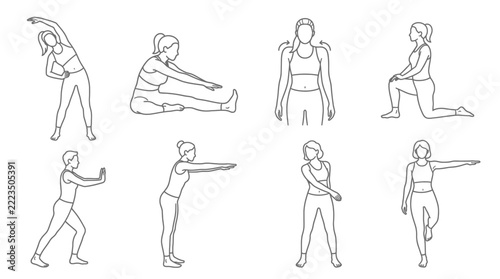Mobility poses and accessible movement people vector set