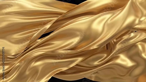 Flowing Liquid Gold Metallic Ribbon on Black