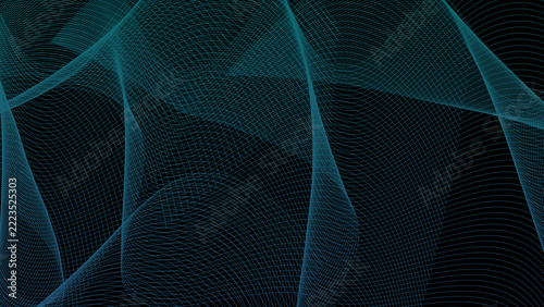 Abstract Teal Woven Net Pattern On Black network background
