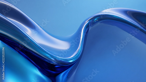smooth blue gradient with glossy reflections, glass-like surface, minimal futuristic composition