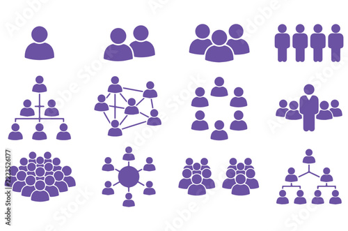 People Team User Group Organization Chart Network Icon Vector Set Ui