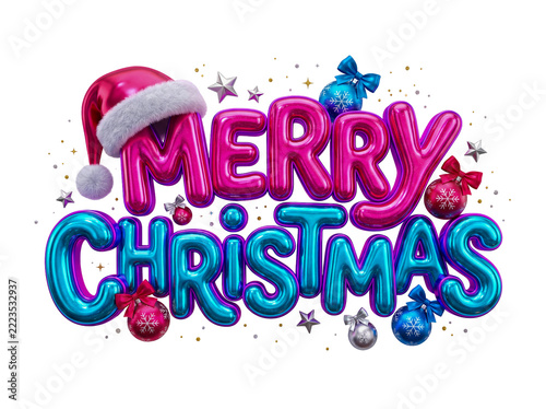 Merry Christmas Balloon Typography