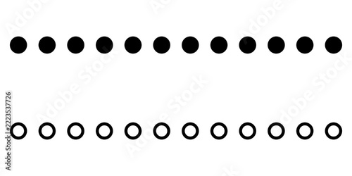 Minimalist vector grafic of black solid and outline circle dotted lines , geometric patterns, border  and modern Page dividers