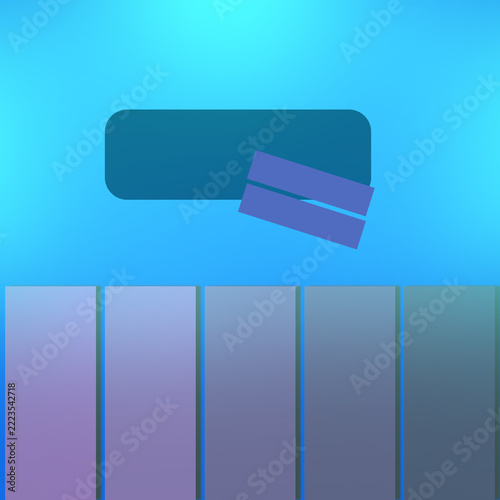 Teal Rounded Rectangle with Purple Rectangles and Color Swatches
