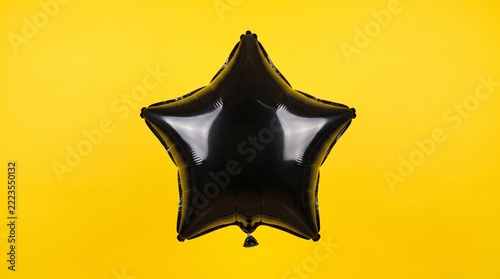 Black Star Balloon Yellow Background Party