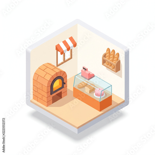 Isometric Bakery Interior Clipart Illustration