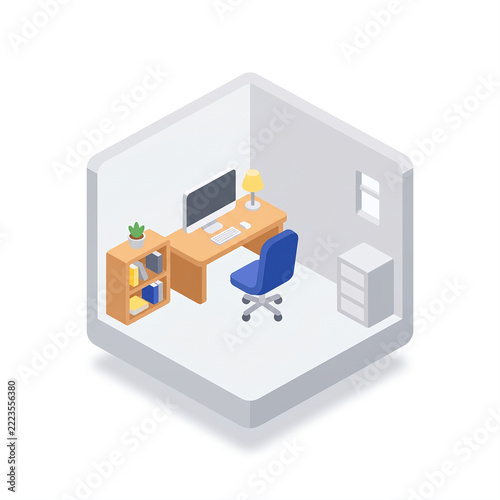 Isometric Office Room Interior Clipart Illustration.jpg