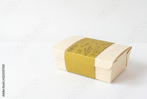 Eco friendly food packaging box on white background