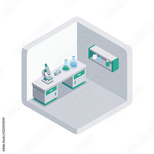 Isometric Laboratory Interior Clipart Illustration