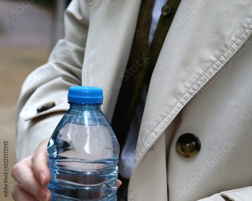 Fotografie Close-up of an open blue plastic water bottle