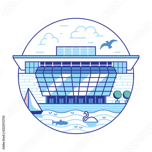 Royal Opera House Copenhagen Landmark Line Icon