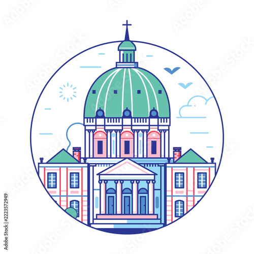 Frederik Church Copenhagen Landmark Line Icon