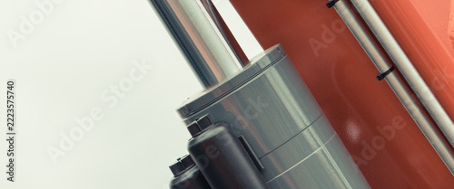 Grey piston or actuator in pneumatic or hydraulic machine. Technology