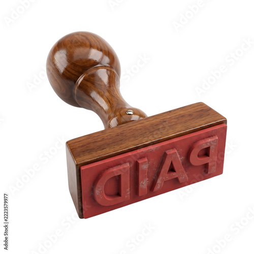 Vintage wooden handled rubber stamp with approval text for documents