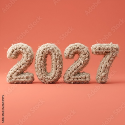 Creative Yarn Number 2027 Representation for New Year Celebration or Milestone Announcement.