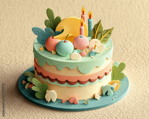 Paper quilling art of birth cake