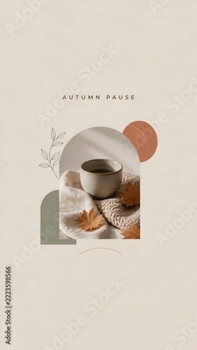 sophisticated minimal modern autumn aesthetic vertical collage and background	