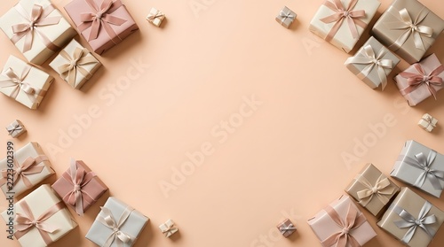 A beautifully arranged collection of festive christmas gift boxes perfect for the holiday season and gift giving occasions