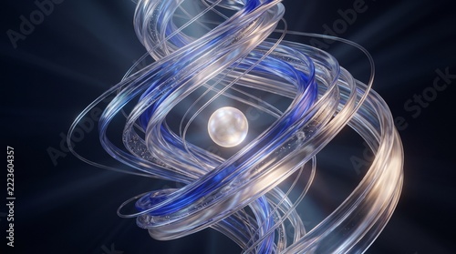 Abstract Liquid Glass Sound Waves with a Luminous Pearl Sphere